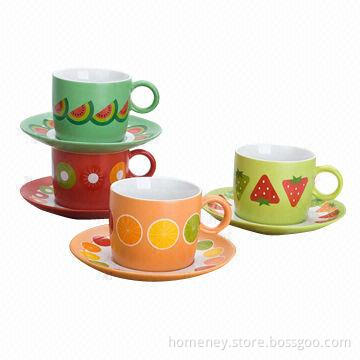 Cup and Saucer Set, Dishwasher-, Microwave- and Oven-safe